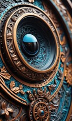 Fototapeta premium Ornate Steampunk Clock Face with Eye Detail.