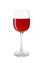 Glass with red wine isolated on white background