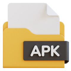 3d apk file folder illustration with transparent background