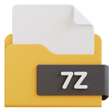 3d 7z file folder illustration with transparent background