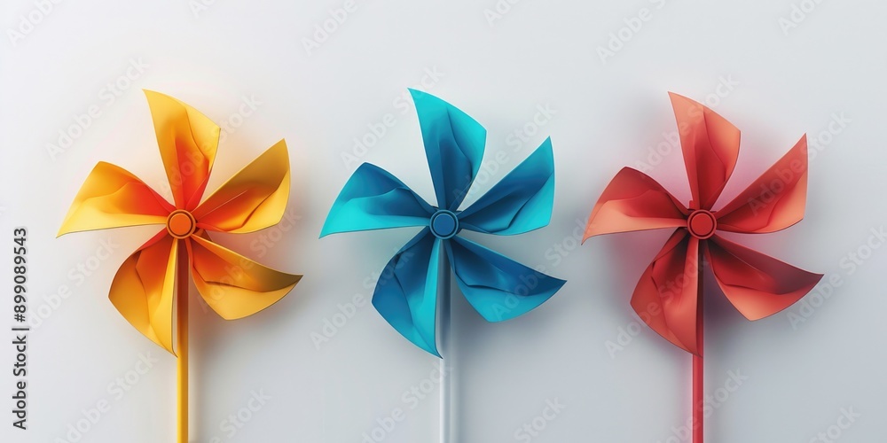 Sticker colorful paper pinwheels