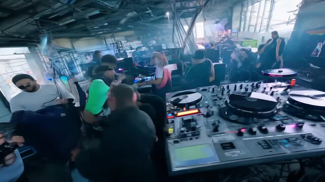 Futuristic car showroom with neon lights creates modern ambiance for auto event