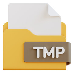 3d tmp file folder illustration with transparent background