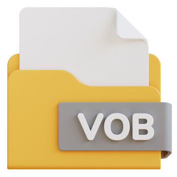 3d vob file folder illustration with transparent background