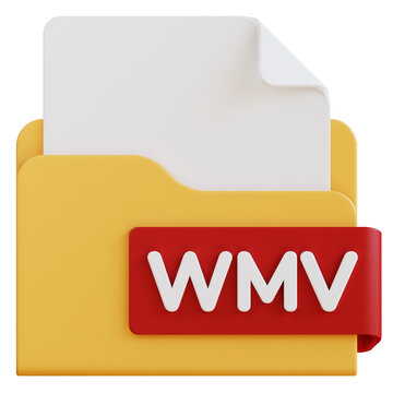 3d wmv file folder illustration with transparent background