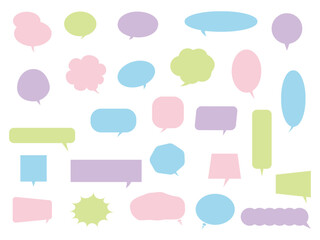 シンプルな4色の塗りの吹き出しのセット