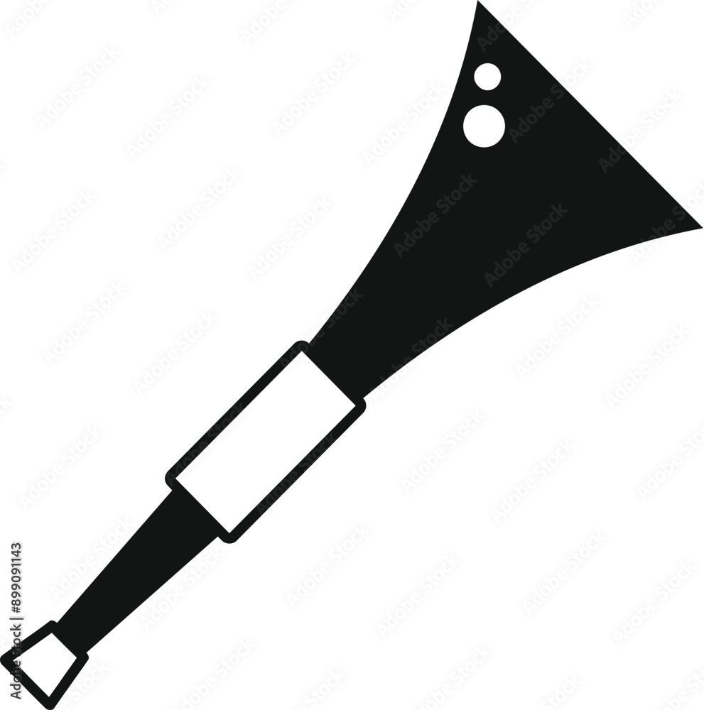 Sticker simple black and white illustration of a handheld horn speaker making an announcement