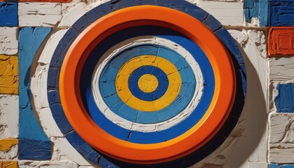 Abstract Colorful Wall Art with Orange Circle.