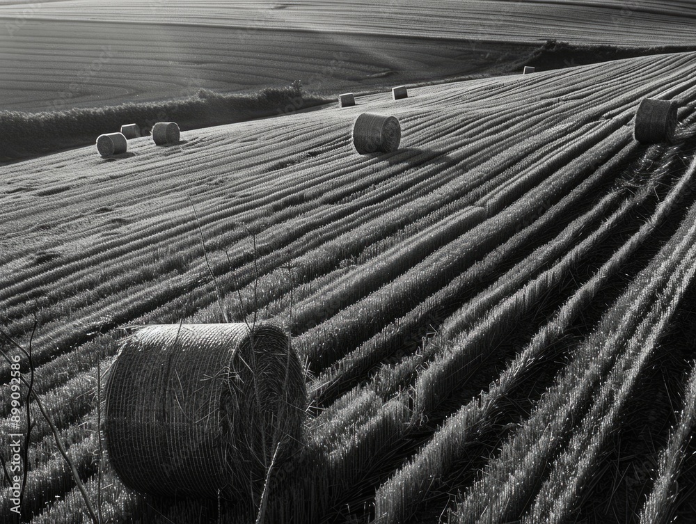 Canvas Prints Hay balls in field