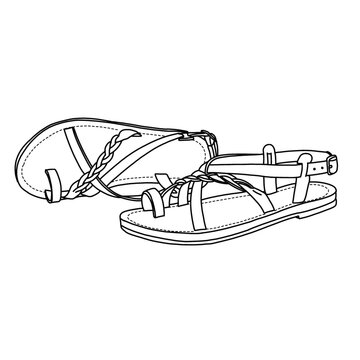 black line art sandals clip art preview
