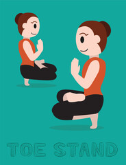 Yoga Toe Stand Padangushthasana Cartoon Vector Illustration