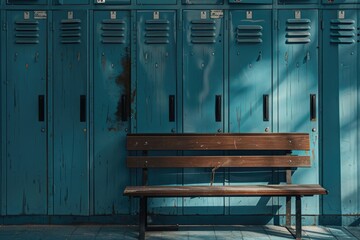 School Lockers and Bench