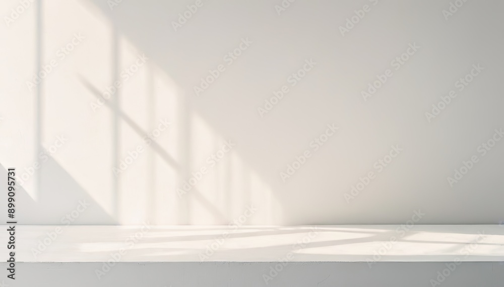 Poster empty room with shadows of window. display product with blurred backdrop. shadow overlay effect of r