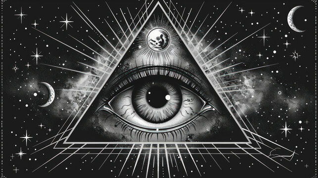 Mystical Third Eye Within Illuminati Triangle

