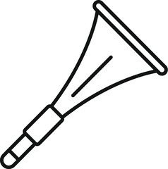 Bugle line icon representing the brass instrument playing fanfare for military ceremony