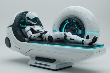 Advanced medical device in a high tech laboratory symbolizing AI integration cybernetic healthcare and futuristic medical technology