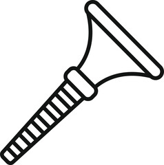 Line art icon of a french horn, a brass instrument often used in classical and jazz music