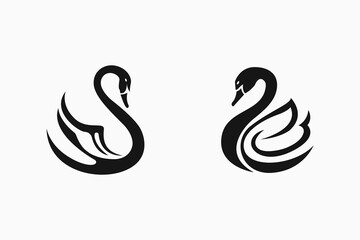 minimalist swan logo, vector illustration