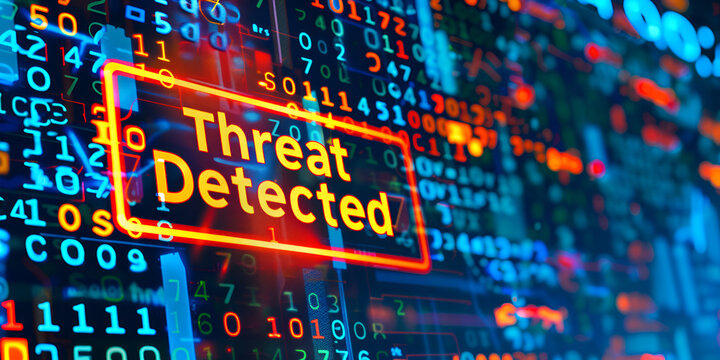 Cyber Threat Detected in Digital Code Interface, Alert System Highlighting Security Vulnerability in Cyber Environment - Powered by Adobe
