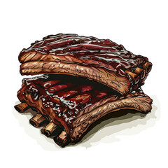 Delicious BBQ Ribs Illustration.