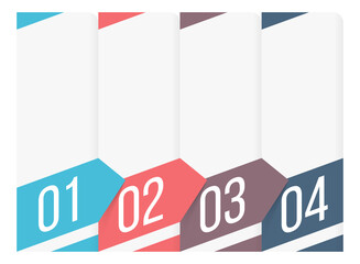 Infographic template with four steps or options with arrows and numbers