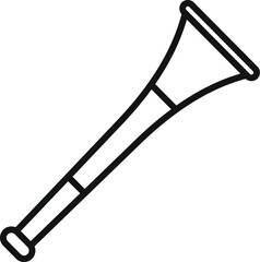 Simple line icon of a vuvuzela horn blowing making noise, isolated on a white background