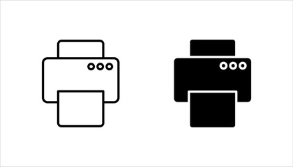 Print icon set illustration, printer sign and symbol, on a white background.