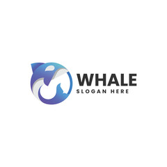 Vector Logo Illustration Whale Gradient Colorful Style