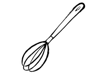 筆タッチのホイッパーのモノクロ線画イラスト