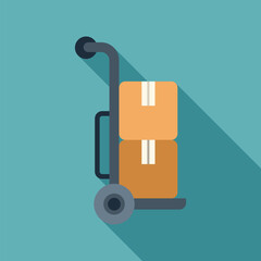 Simple icon of a hand truck carrying boxes, perfect for representing delivery services