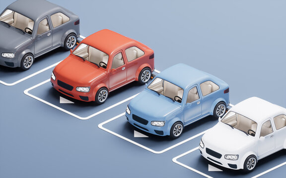 The car parking in a parking lot, 3d rendering.