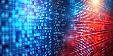 Naklejka premium Abstract background of coding software for geoscience in red and blue tones , coding, software, geoscience, abstract