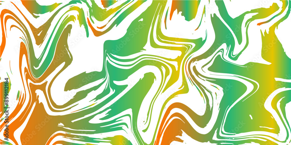 Poster vibrant orange and green marbled abstract vector background with fluid swirls and organic patterns. 
