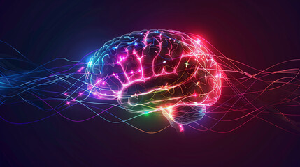 A high-tech, futuristic illustration of a digital brain with glowing lines and neural pathways. This vibrant image symbolizes advanced artificial intelligence and neural networks.