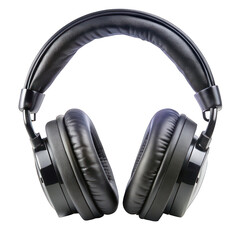 Black over ear headphones isolated on transparent background