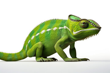 Obraz premium generated illustration of green chameleon isolated on white background