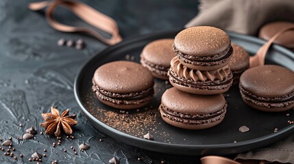 Chocolate Macarons with Cocoa Powder