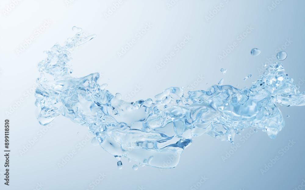 Poster Flowing water liquid background, 3d rendering.