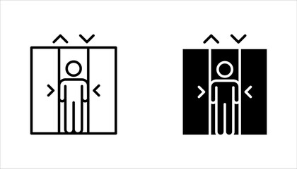 elevator icon set, lift line symbol vector illustration on white background