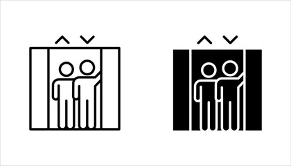 elevator icon set, lift line symbol vector illustration on white background © Ainul