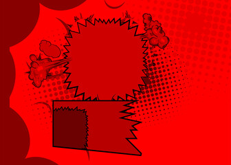 Red Cartoon Background, comic book abstract backdrop. Retro vector comics pop art illustration design.
