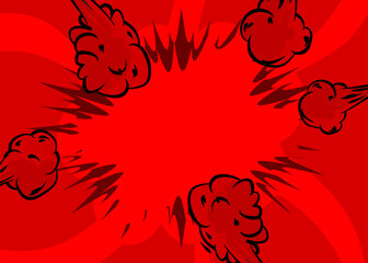 Red Cartoon Background, comic book abstract backdrop. Retro vector comics pop art illustration design.