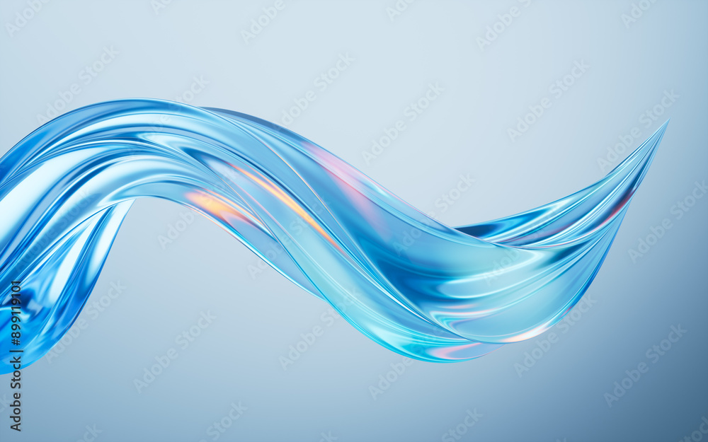 Poster flowing curve lines background, 3d rendering.