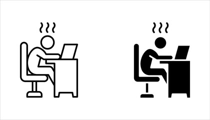 tired person icon set, fatigue or exhausted, stress, vector illustration on white background
