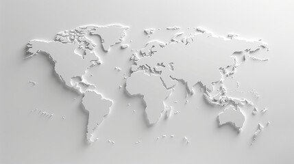 illustration of a white world map on the solid background. generative ai