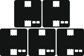 Black and white silhouette of stacked cardboard boxes representing logistics and delivery