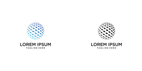 Creative global technology logo design with unique concept  premium vector