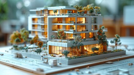 Naklejka premium Architectural Vision: Detailed Drawings and Models for Homes