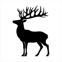 Whitetail deer buck silhouette on white background. Deer buck icon vector sign illustration design.
