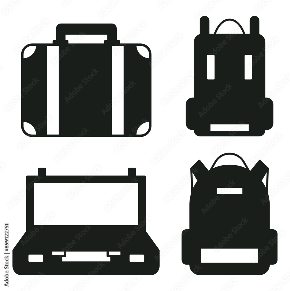 Wall mural suitcases silhouette